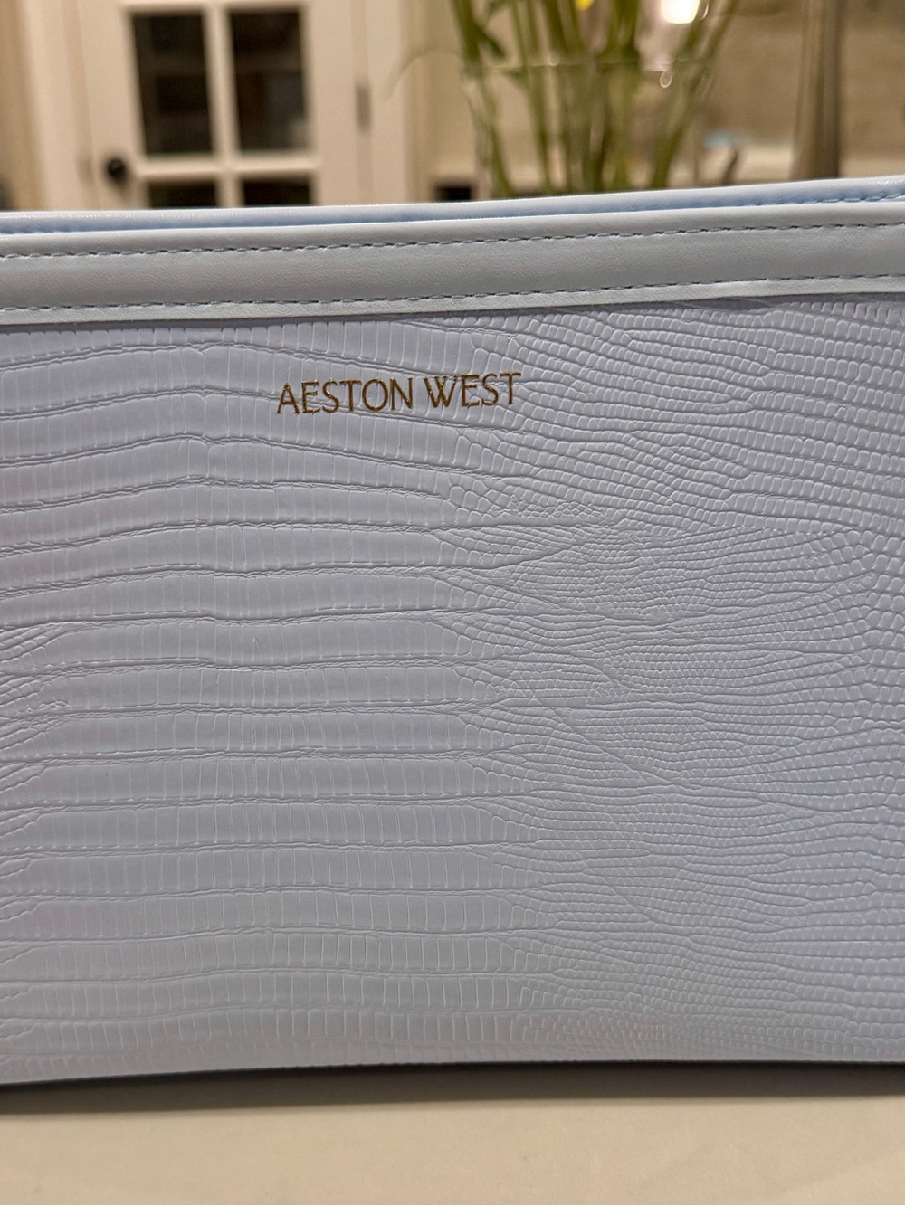Aeston West Voyage Bag - Clutch Women's Light Blue Textured - Vegan Leather - - Picture 4 of 5